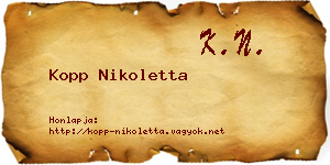 Kopp Nikoletta névjegykártya